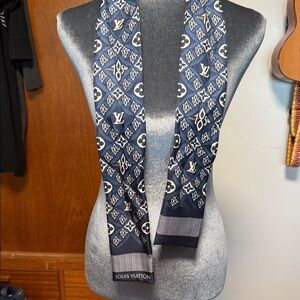 Louis Vuitton Blue and White Since 1854 Monogram Silk Bandeau Scarf